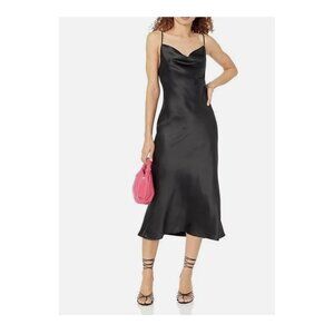 The Drop Women's Scarlett Cowl-Neck Slip Dress Black Small NWT